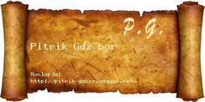 Pitrik Gábor névjegykártya
